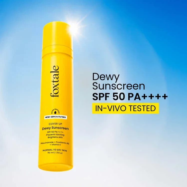 Foxtale Dewy Finish Sunscreen SPF 50 PA ++++ for Dry Skin, In-Vivo Tested